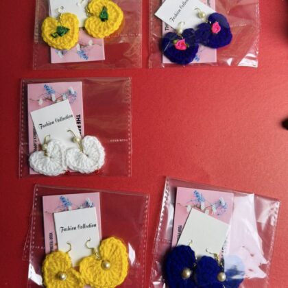 Woven Crochet : Heart shape Earings